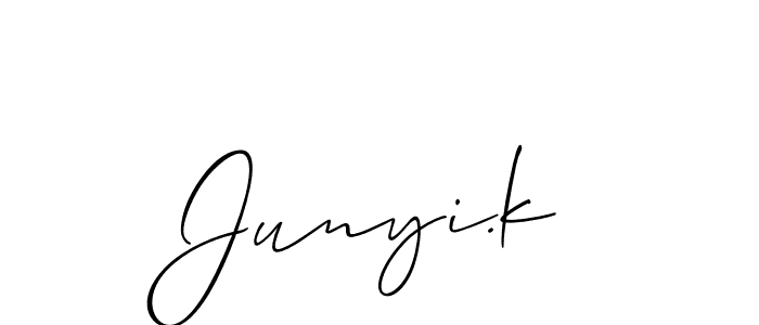 Make a short Junyi.k signature style. Manage your documents anywhere anytime using Allison_Script. Create and add eSignatures, submit forms, share and send files easily. Junyi.k signature style 2 images and pictures png