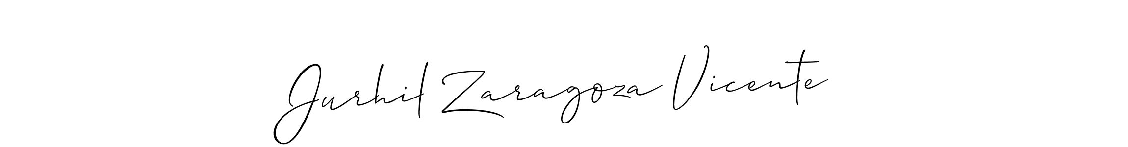 Allison_Script is a professional signature style that is perfect for those who want to add a touch of class to their signature. It is also a great choice for those who want to make their signature more unique. Get Jurhil Zaragoza Vicente name to fancy signature for free. Jurhil Zaragoza Vicente signature style 2 images and pictures png