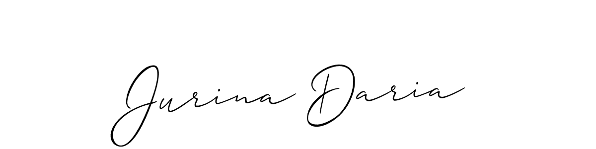 The best way (Allison_Script) to make a short signature is to pick only two or three words in your name. The name Jurina Daria include a total of six letters. For converting this name. Jurina Daria signature style 2 images and pictures png