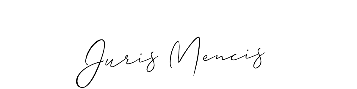 Make a beautiful signature design for name Juris Mencis. With this signature (Allison_Script) style, you can create a handwritten signature for free. Juris Mencis signature style 2 images and pictures png