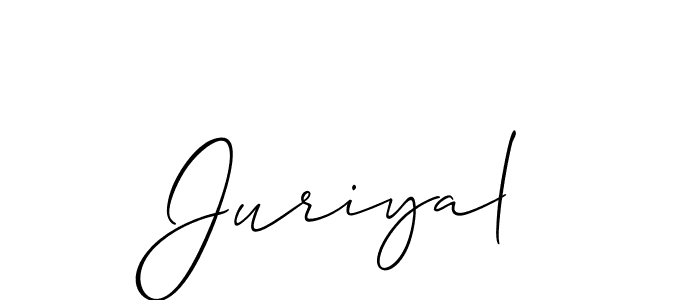 Similarly Allison_Script is the best handwritten signature design. Signature creator online .You can use it as an online autograph creator for name Juriyal. Juriyal signature style 2 images and pictures png