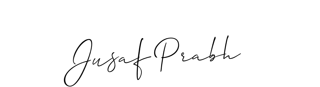 The best way (Allison_Script) to make a short signature is to pick only two or three words in your name. The name Jusaf Prabh include a total of six letters. For converting this name. Jusaf Prabh signature style 2 images and pictures png