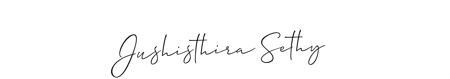 Create a beautiful signature design for name Jushisthira Sethy. With this signature (Allison_Script) fonts, you can make a handwritten signature for free. Jushisthira Sethy signature style 2 images and pictures png