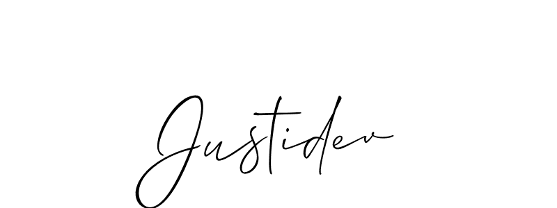 Design your own signature with our free online signature maker. With this signature software, you can create a handwritten (Allison_Script) signature for name Justidev. Justidev signature style 2 images and pictures png