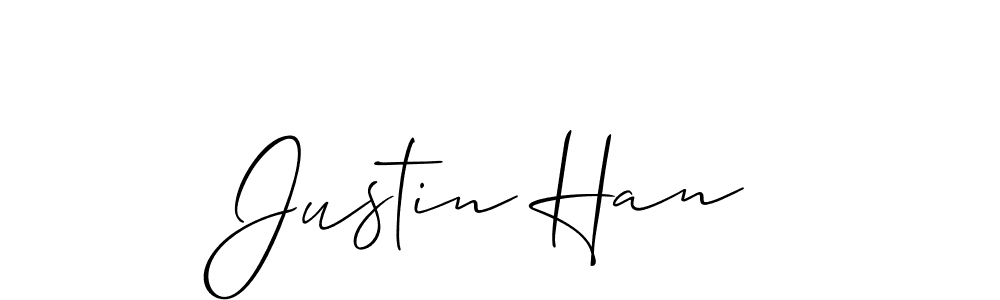 Design your own signature with our free online signature maker. With this signature software, you can create a handwritten (Allison_Script) signature for name Justin Han. Justin Han signature style 2 images and pictures png