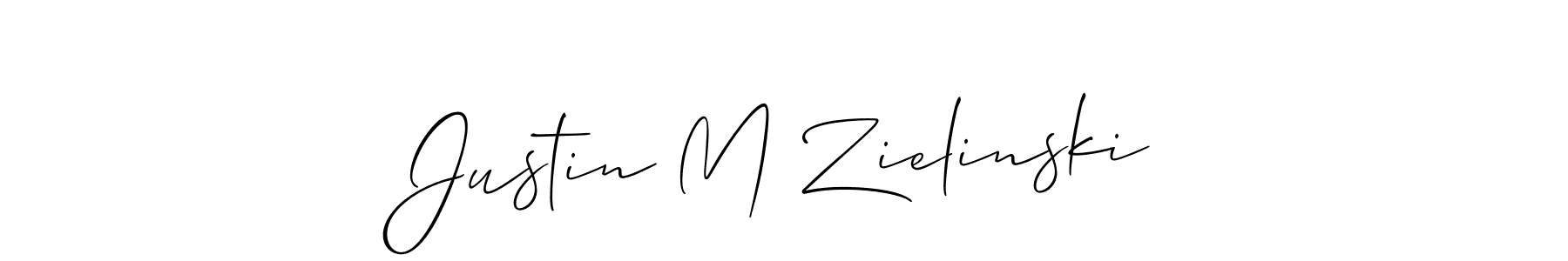 How to make Justin M Zielinski signature? Allison_Script is a professional autograph style. Create handwritten signature for Justin M Zielinski name. Justin M Zielinski signature style 2 images and pictures png