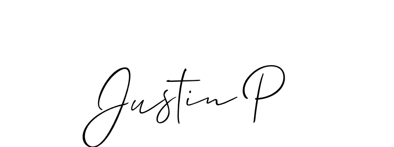 Create a beautiful signature design for name Justin P. With this signature (Allison_Script) fonts, you can make a handwritten signature for free. Justin P signature style 2 images and pictures png