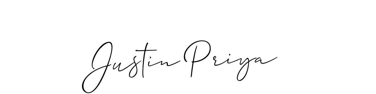 Make a short Justin Priya signature style. Manage your documents anywhere anytime using Allison_Script. Create and add eSignatures, submit forms, share and send files easily. Justin Priya signature style 2 images and pictures png