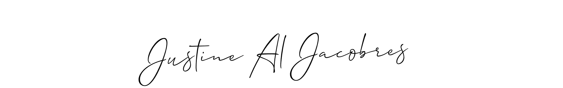 Make a short Justine Al Jacobres signature style. Manage your documents anywhere anytime using Allison_Script. Create and add eSignatures, submit forms, share and send files easily. Justine Al Jacobres signature style 2 images and pictures png