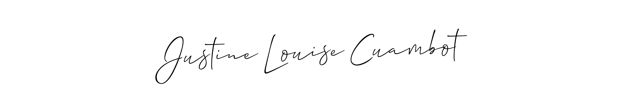 Justine Louise Cuambot stylish signature style. Best Handwritten Sign (Allison_Script) for my name. Handwritten Signature Collection Ideas for my name Justine Louise Cuambot. Justine Louise Cuambot signature style 2 images and pictures png