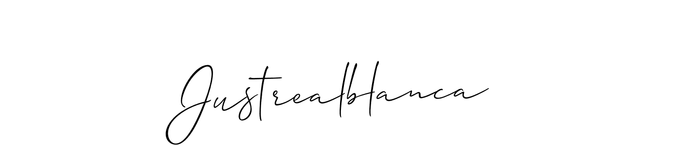 How to make Justrealblanca name signature. Use Allison_Script style for creating short signs online. This is the latest handwritten sign. Justrealblanca signature style 2 images and pictures png