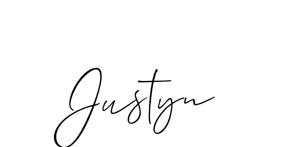 Design your own signature with our free online signature maker. With this signature software, you can create a handwritten (Allison_Script) signature for name Justyn. Justyn signature style 2 images and pictures png