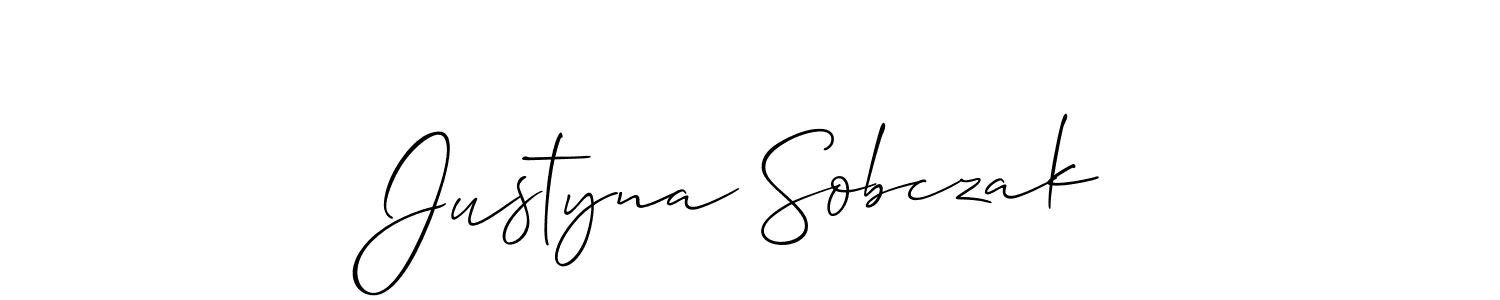 You should practise on your own different ways (Allison_Script) to write your name (Justyna Sobczak) in signature. don't let someone else do it for you. Justyna Sobczak signature style 2 images and pictures png