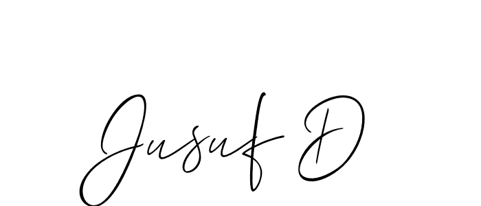 It looks lik you need a new signature style for name Jusuf D. Design unique handwritten (Allison_Script) signature with our free signature maker in just a few clicks. Jusuf D signature style 2 images and pictures png