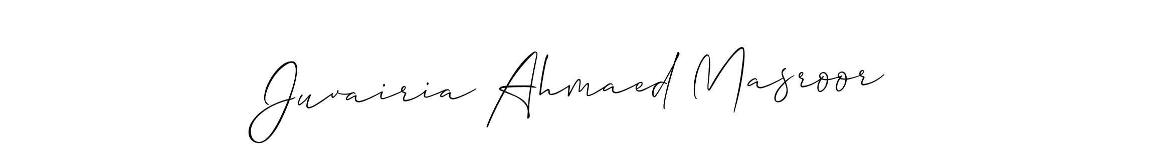 if you are searching for the best signature style for your name Juvairia Ahmaed Masroor. so please give up your signature search. here we have designed multiple signature styles  using Allison_Script. Juvairia Ahmaed Masroor signature style 2 images and pictures png