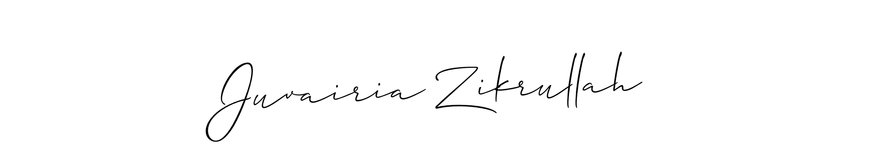 Also we have Juvairia Zikrullah name is the best signature style. Create professional handwritten signature collection using Allison_Script autograph style. Juvairia Zikrullah signature style 2 images and pictures png