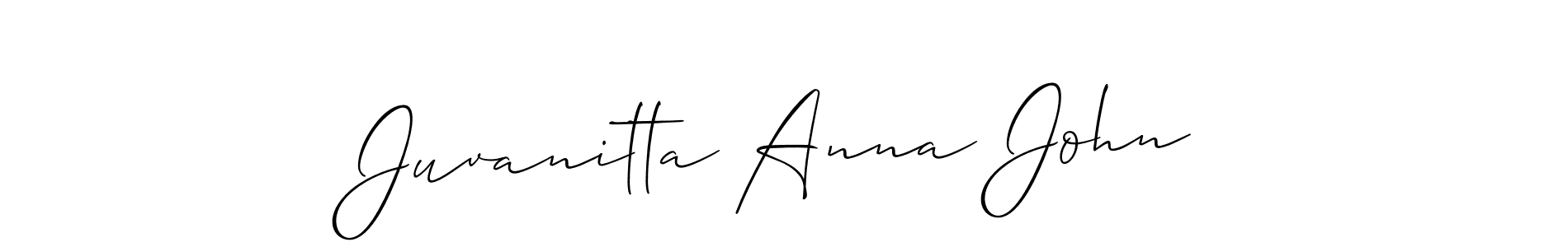 You should practise on your own different ways (Allison_Script) to write your name (Juvanitta Anna John) in signature. don't let someone else do it for you. Juvanitta Anna John signature style 2 images and pictures png