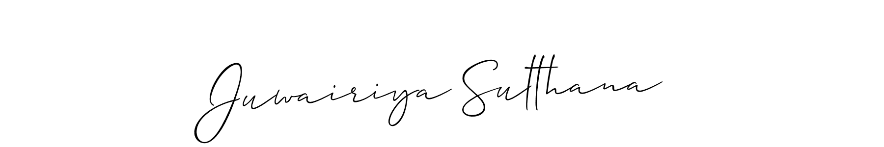 How to make Juwairiya Sulthana name signature. Use Allison_Script style for creating short signs online. This is the latest handwritten sign. Juwairiya Sulthana signature style 2 images and pictures png