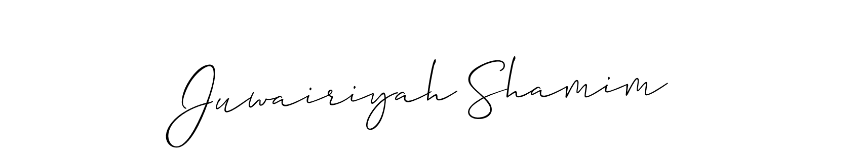 Allison_Script is a professional signature style that is perfect for those who want to add a touch of class to their signature. It is also a great choice for those who want to make their signature more unique. Get Juwairiyah Shamim name to fancy signature for free. Juwairiyah Shamim signature style 2 images and pictures png