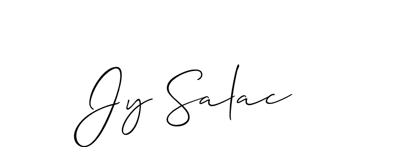 Allison_Script is a professional signature style that is perfect for those who want to add a touch of class to their signature. It is also a great choice for those who want to make their signature more unique. Get Jy Salac name to fancy signature for free. Jy Salac signature style 2 images and pictures png