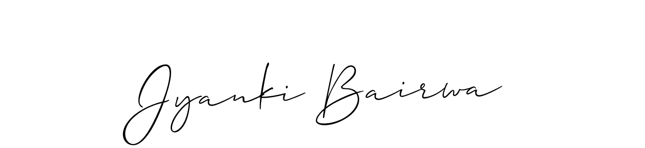 Create a beautiful signature design for name Jyanki Bairwa. With this signature (Allison_Script) fonts, you can make a handwritten signature for free. Jyanki Bairwa signature style 2 images and pictures png