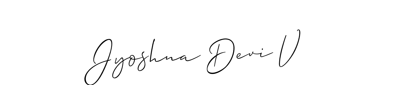 Also You can easily find your signature by using the search form. We will create Jyoshna Devi V name handwritten signature images for you free of cost using Allison_Script sign style. Jyoshna Devi V signature style 2 images and pictures png