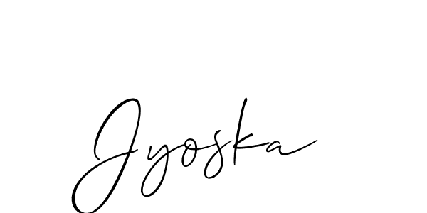 Use a signature maker to create a handwritten signature online. With this signature software, you can design (Allison_Script) your own signature for name Jyoska. Jyoska signature style 2 images and pictures png