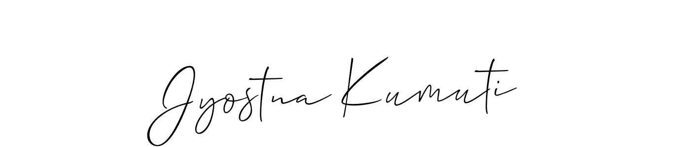 The best way (Allison_Script) to make a short signature is to pick only two or three words in your name. The name Jyostna Kumuti include a total of six letters. For converting this name. Jyostna Kumuti signature style 2 images and pictures png