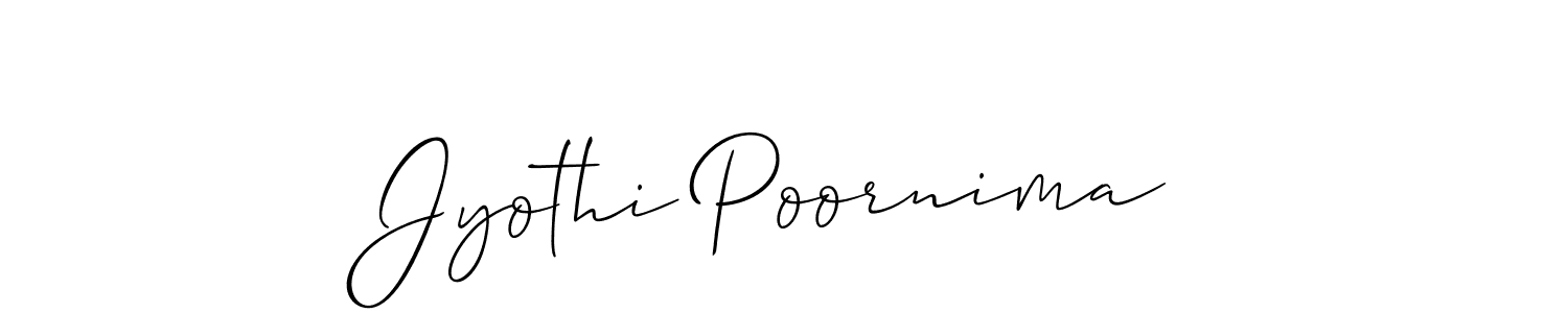 Make a short Jyothi Poornima signature style. Manage your documents anywhere anytime using Allison_Script. Create and add eSignatures, submit forms, share and send files easily. Jyothi Poornima signature style 2 images and pictures png