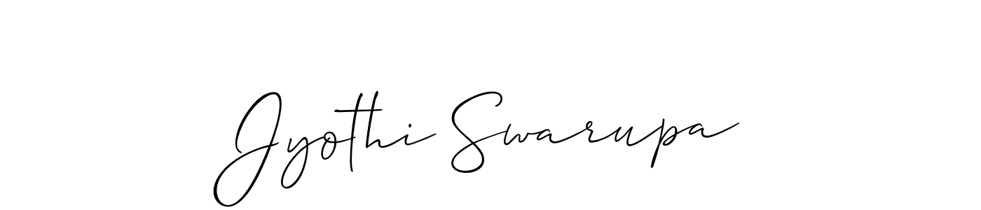 Also we have Jyothi Swarupa name is the best signature style. Create professional handwritten signature collection using Allison_Script autograph style. Jyothi Swarupa signature style 2 images and pictures png