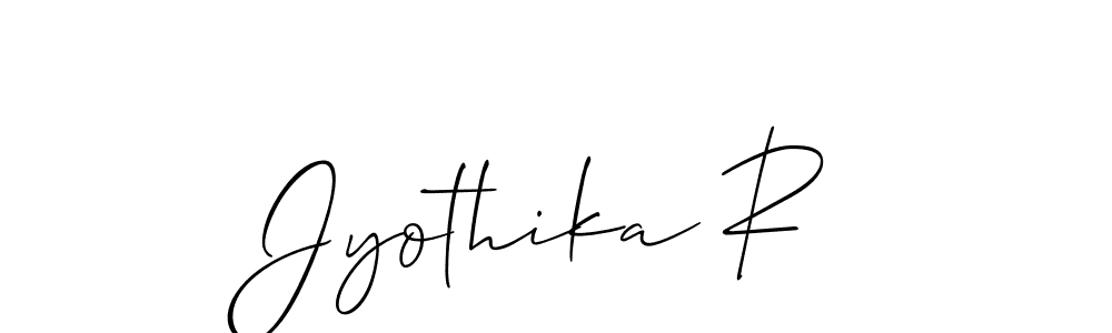 How to make Jyothika R signature? Allison_Script is a professional autograph style. Create handwritten signature for Jyothika R name. Jyothika R signature style 2 images and pictures png