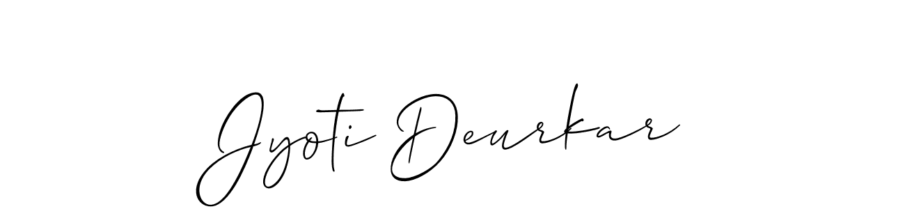 Make a short Jyoti Deurkar signature style. Manage your documents anywhere anytime using Allison_Script. Create and add eSignatures, submit forms, share and send files easily. Jyoti Deurkar signature style 2 images and pictures png