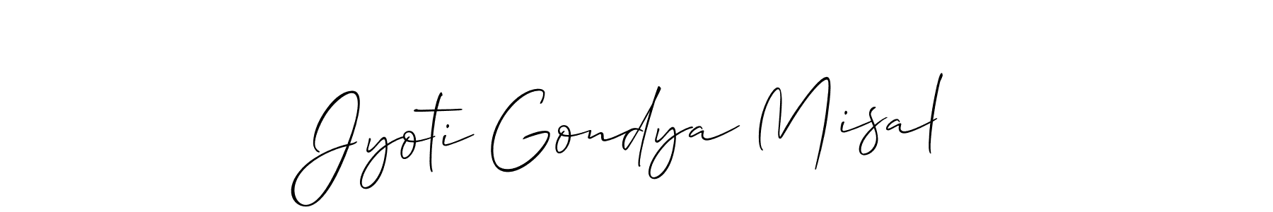 It looks lik you need a new signature style for name Jyoti Gondya Misal. Design unique handwritten (Allison_Script) signature with our free signature maker in just a few clicks. Jyoti Gondya Misal signature style 2 images and pictures png