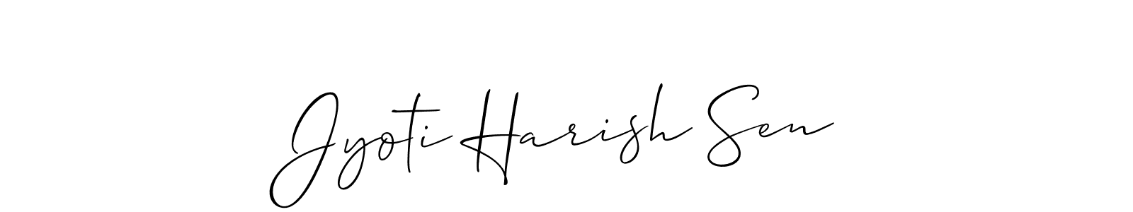 The best way (Allison_Script) to make a short signature is to pick only two or three words in your name. The name Jyoti Harish Sen include a total of six letters. For converting this name. Jyoti Harish Sen signature style 2 images and pictures png