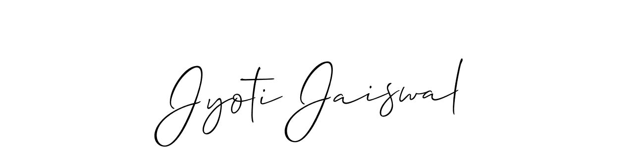 The best way (Allison_Script) to make a short signature is to pick only two or three words in your name. The name Jyoti Jaiswal include a total of six letters. For converting this name. Jyoti Jaiswal signature style 2 images and pictures png