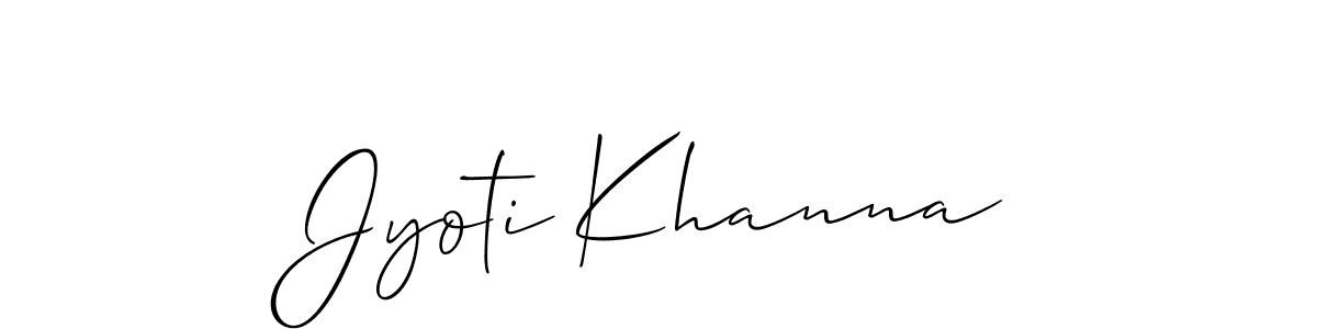 Allison_Script is a professional signature style that is perfect for those who want to add a touch of class to their signature. It is also a great choice for those who want to make their signature more unique. Get Jyoti Khanna name to fancy signature for free. Jyoti Khanna signature style 2 images and pictures png