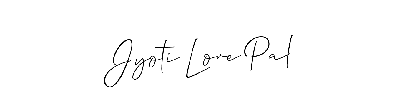 The best way (Allison_Script) to make a short signature is to pick only two or three words in your name. The name Jyoti Love Pal include a total of six letters. For converting this name. Jyoti Love Pal signature style 2 images and pictures png