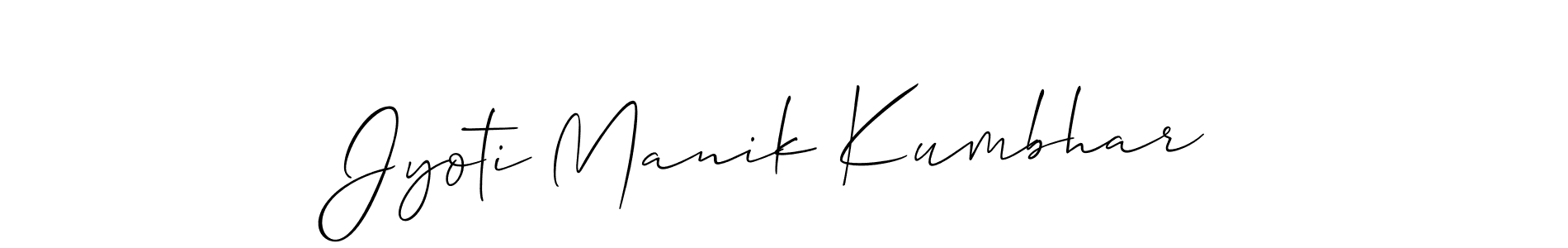 Also You can easily find your signature by using the search form. We will create Jyoti Manik Kumbhar name handwritten signature images for you free of cost using Allison_Script sign style. Jyoti Manik Kumbhar signature style 2 images and pictures png