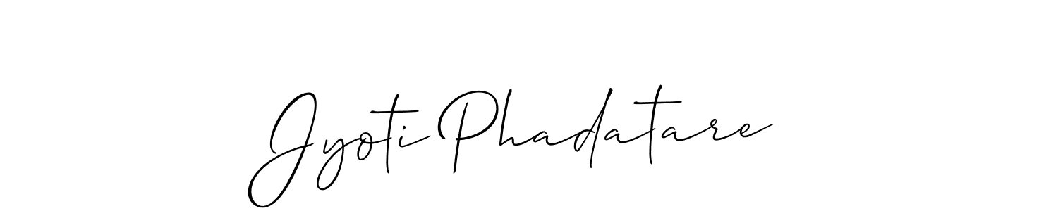 Similarly Allison_Script is the best handwritten signature design. Signature creator online .You can use it as an online autograph creator for name Jyoti Phadatare. Jyoti Phadatare signature style 2 images and pictures png