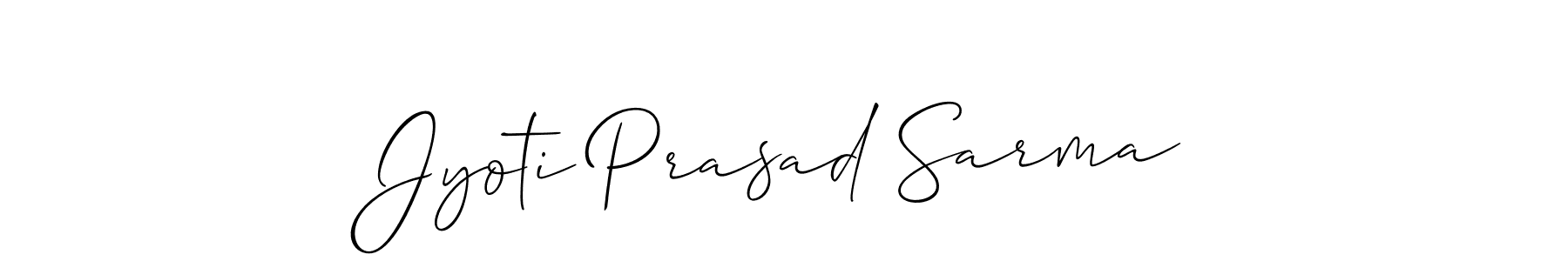 Also You can easily find your signature by using the search form. We will create Jyoti Prasad Sarma name handwritten signature images for you free of cost using Allison_Script sign style. Jyoti Prasad Sarma signature style 2 images and pictures png