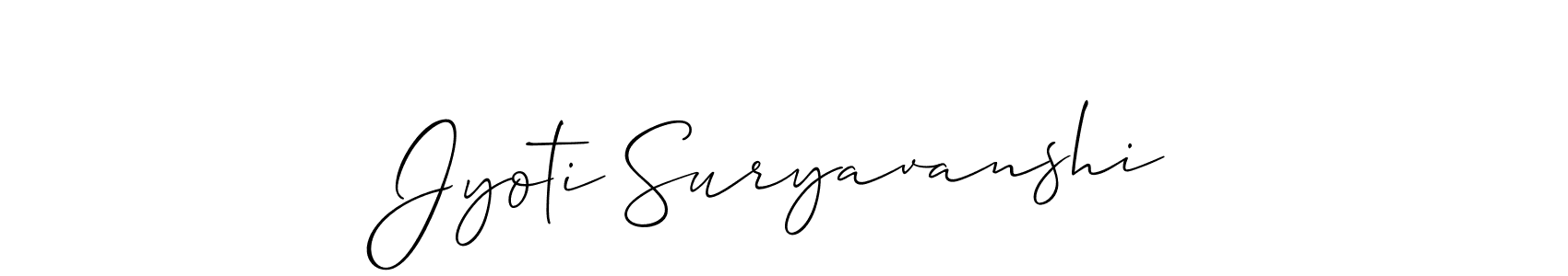 Also we have Jyoti Suryavanshi name is the best signature style. Create professional handwritten signature collection using Allison_Script autograph style. Jyoti Suryavanshi signature style 2 images and pictures png