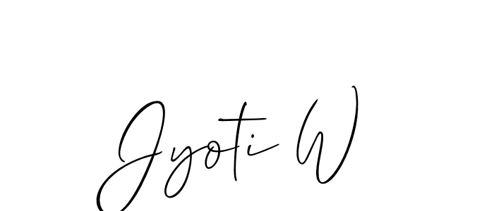 The best way (Allison_Script) to make a short signature is to pick only two or three words in your name. The name Jyoti W include a total of six letters. For converting this name. Jyoti W signature style 2 images and pictures png