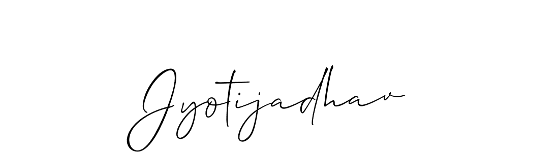 How to make Jyotijadhav name signature. Use Allison_Script style for creating short signs online. This is the latest handwritten sign. Jyotijadhav signature style 2 images and pictures png