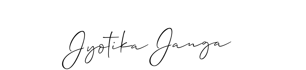 Make a short Jyotika Janga signature style. Manage your documents anywhere anytime using Allison_Script. Create and add eSignatures, submit forms, share and send files easily. Jyotika Janga signature style 2 images and pictures png