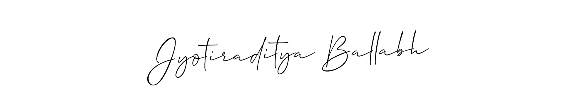 Also we have Jyotiraditya Ballabh name is the best signature style. Create professional handwritten signature collection using Allison_Script autograph style. Jyotiraditya Ballabh signature style 2 images and pictures png