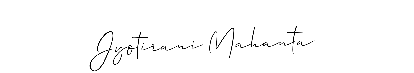How to make Jyotirani Mahanta name signature. Use Allison_Script style for creating short signs online. This is the latest handwritten sign. Jyotirani Mahanta signature style 2 images and pictures png