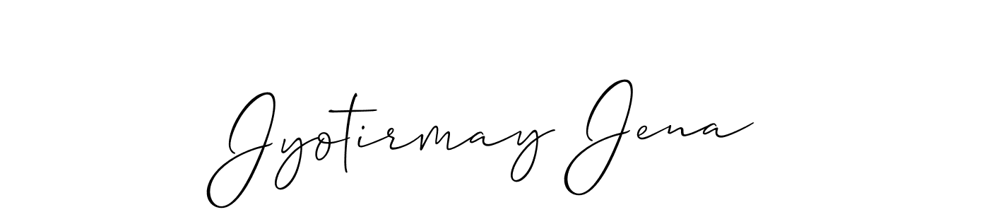 How to make Jyotirmay Jena name signature. Use Allison_Script style for creating short signs online. This is the latest handwritten sign. Jyotirmay Jena signature style 2 images and pictures png