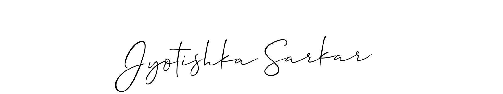 How to make Jyotishka Sarkar name signature. Use Allison_Script style for creating short signs online. This is the latest handwritten sign. Jyotishka Sarkar signature style 2 images and pictures png
