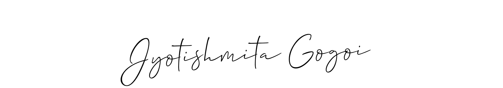 Make a short Jyotishmita Gogoi signature style. Manage your documents anywhere anytime using Allison_Script. Create and add eSignatures, submit forms, share and send files easily. Jyotishmita Gogoi signature style 2 images and pictures png