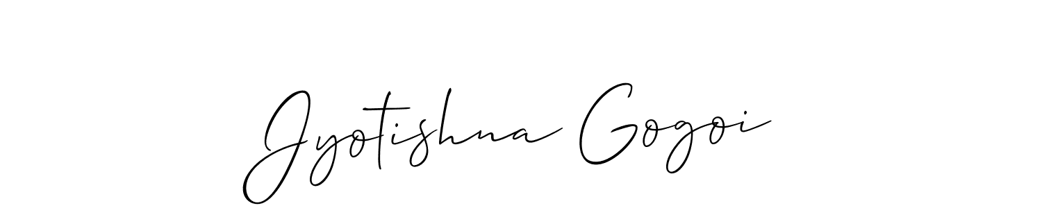 Allison_Script is a professional signature style that is perfect for those who want to add a touch of class to their signature. It is also a great choice for those who want to make their signature more unique. Get Jyotishna Gogoi name to fancy signature for free. Jyotishna Gogoi signature style 2 images and pictures png